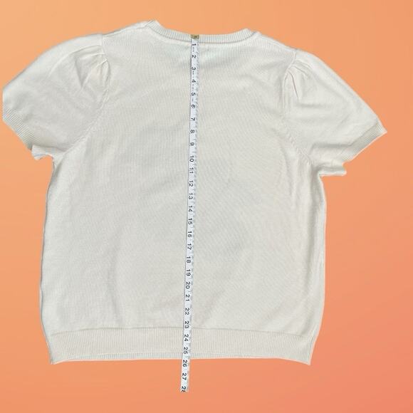 Skies Are Blue Cream Knit Short Sleeve Sweater Lemon Print Women’s Plus 1X NWOT - Picture 8 of 11